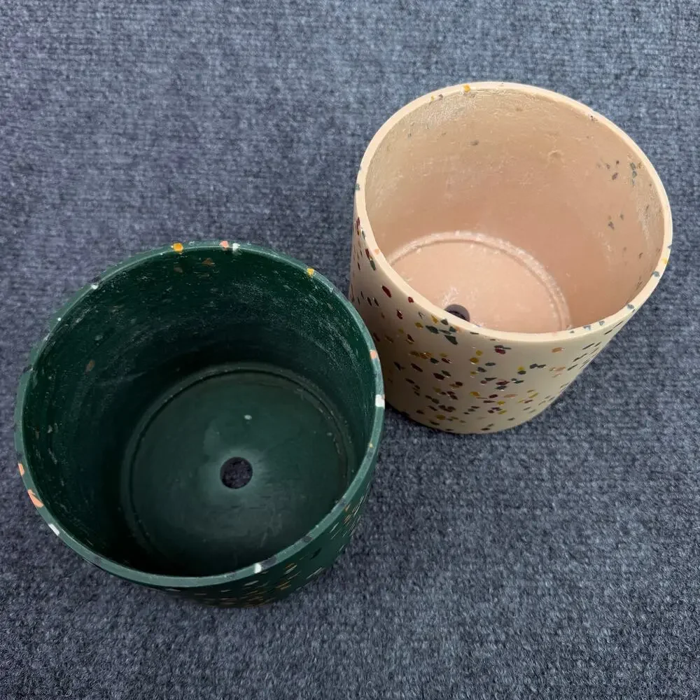 CAPRA DESIGNS Archie Pot (Missing Drip Trays) Green Cream Terrazzo